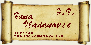 Hana Vladanović vizit kartica